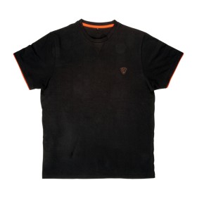 Tricou negru portocaliu din bumbac periat
