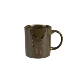 Cană ceramică cu cap de vulpe verde și camuflaj